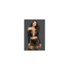 Ensemble extensible top et jupe jarretelles et bas 